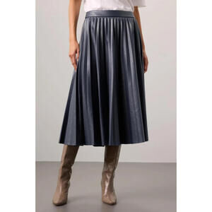 Scotch & Soda Faux Leather Pleated Midi Skirt Size XS $238